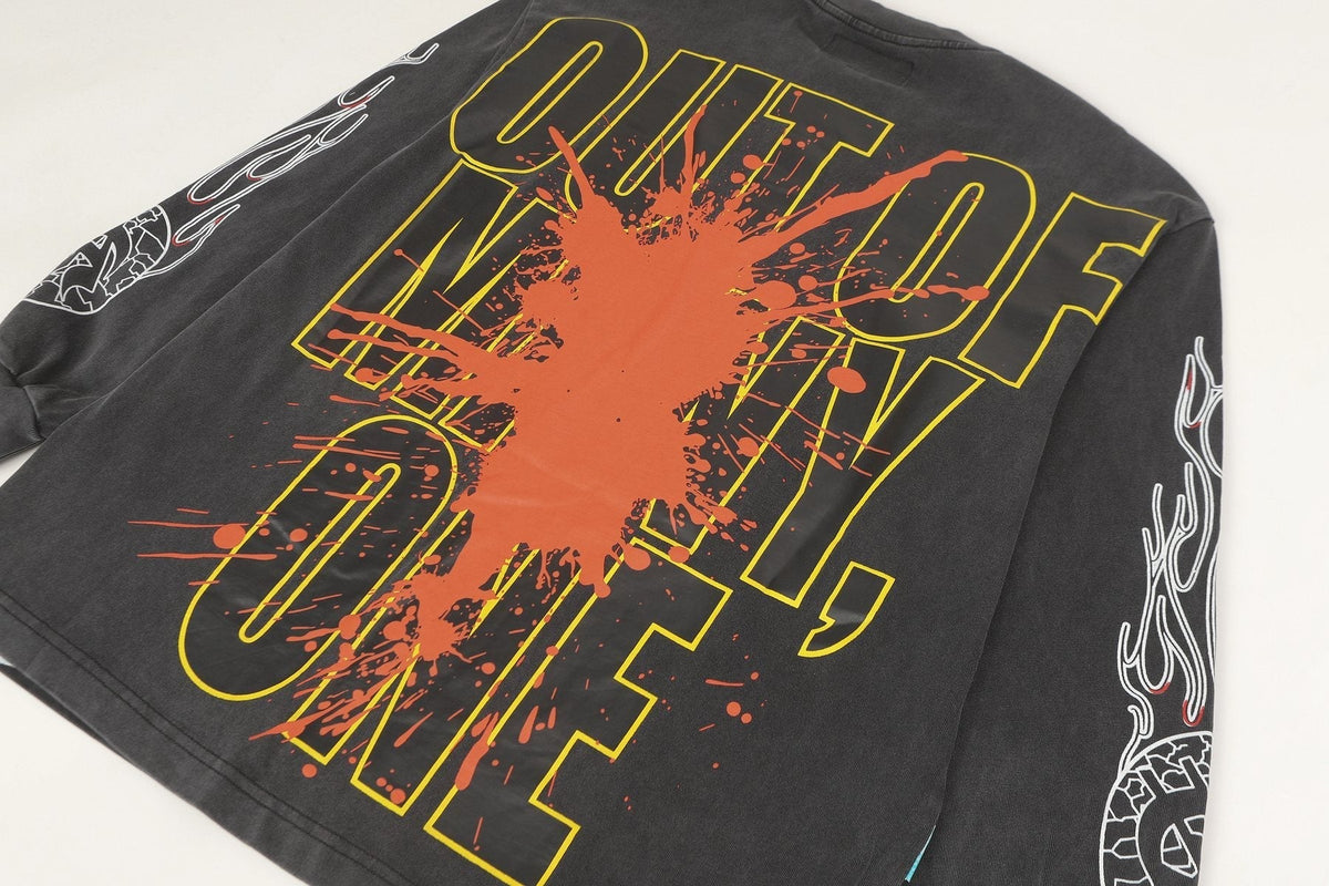 Godspeed Washed Black Rock Graphic Long-Sleeve T-Shirt ¡ª detail