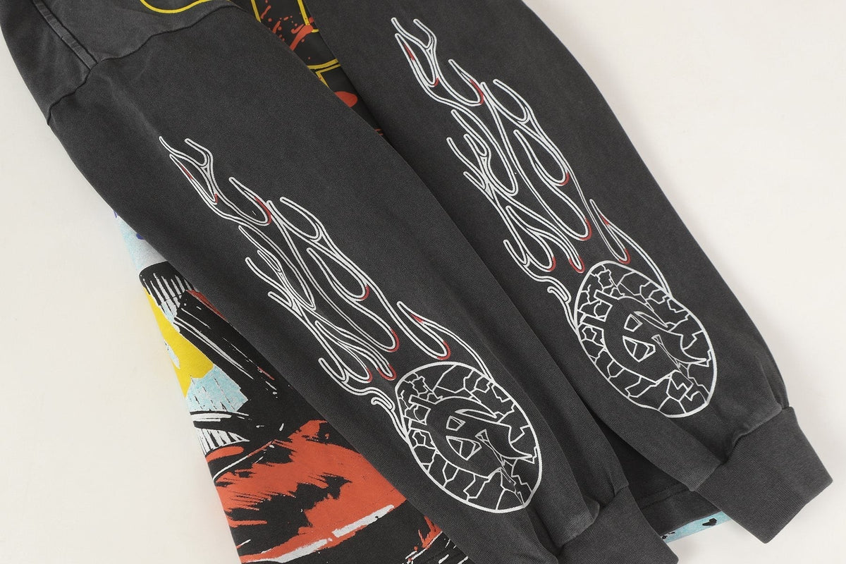 Godspeed Washed Black Rock Graphic Long-Sleeve T-Shirt ¡ª detail
