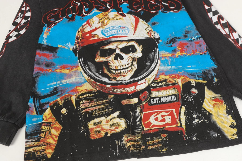 Godspeed Racing Skull Graphic Long-Sleeve T-Shirt ¡ª detail