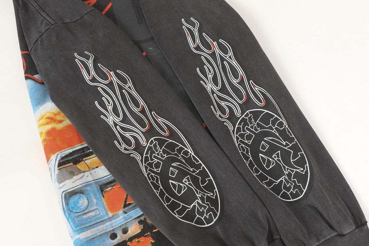 Godspeed Washed Black Rock Graphic Long-Sleeve T-Shirt ¡ª detail