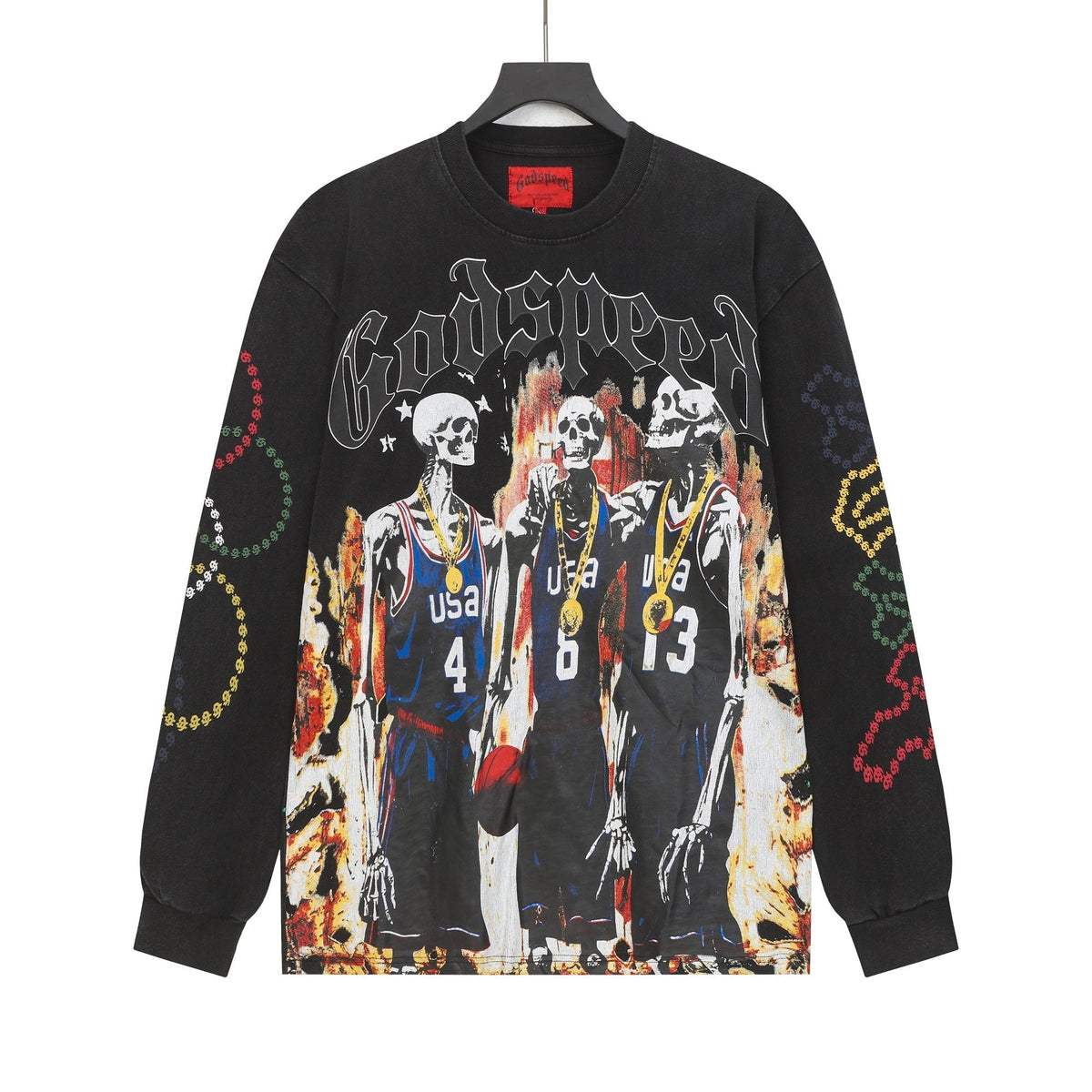 Godspeed Skeleton Basketball Graphic Long-Sleeve T-Shirt ¡ª hero