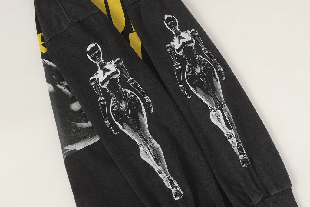Godspeed Washed Black Rock Graphic Long-Sleeve T-Shirt ¡ª detail