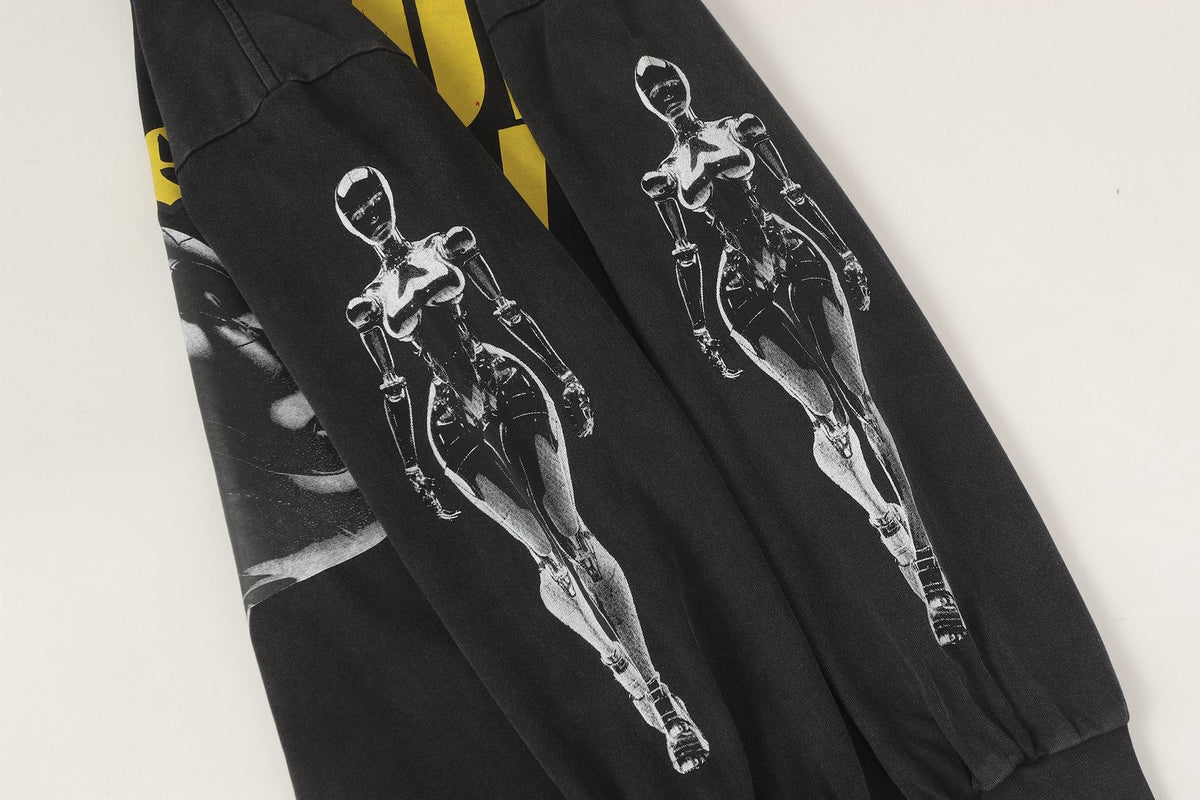 Godspeed Washed Black Rock Graphic Long-Sleeve T-Shirt ¡ª detail