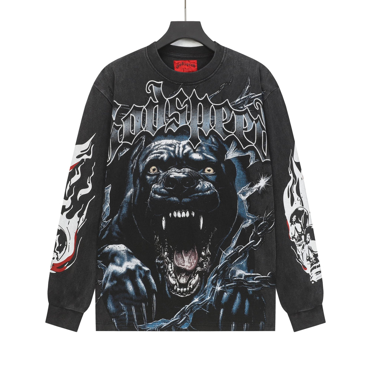 Godspeed Washed Black Dog Graphic Long-Sleeve T-Shirt ¡ª hero