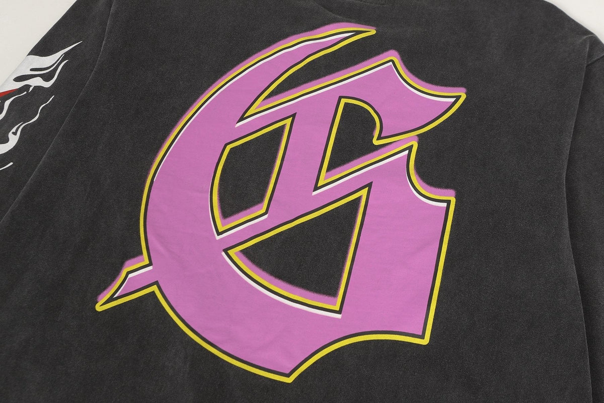 Godspeed Skeleton Graphic Washed Black Long-Sleeve T-Shirt ¡ª detail