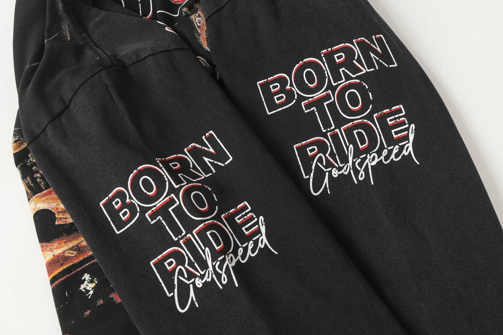 Godspeed Skull Flame Car Graphic Long-Sleeve T-Shirt ¡ª detail