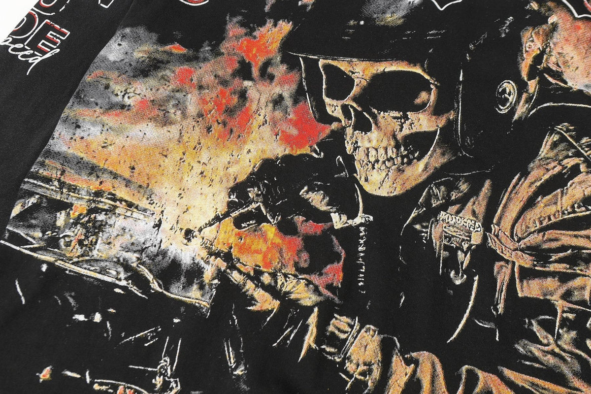 Godspeed Skull Flame Car Graphic Long-Sleeve T-Shirt ¡ª detail
