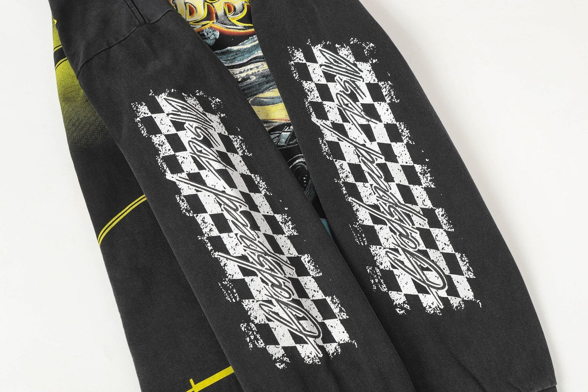 Godspeed Washed Black Racing Skull Long-Sleeve T-Shirt ¡ª detail