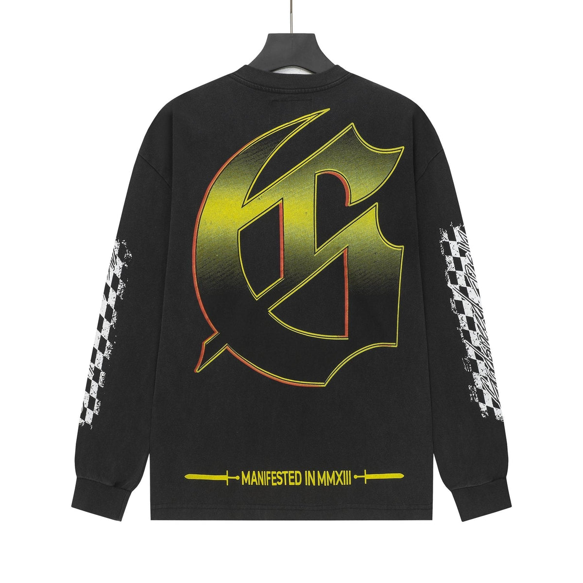 Godspeed Washed Black Racing Skull Long-Sleeve T-Shirt ¡ª back