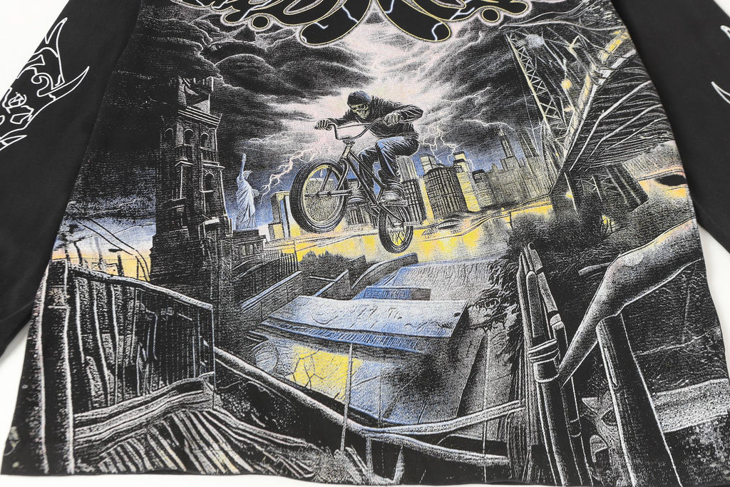 Godspeed Washed Black Rock Graphic Long-Sleeve T-Shirt ¡ª detail