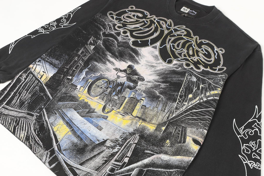 Godspeed Washed Black Rock Graphic Long-Sleeve T-Shirt ¡ª detail