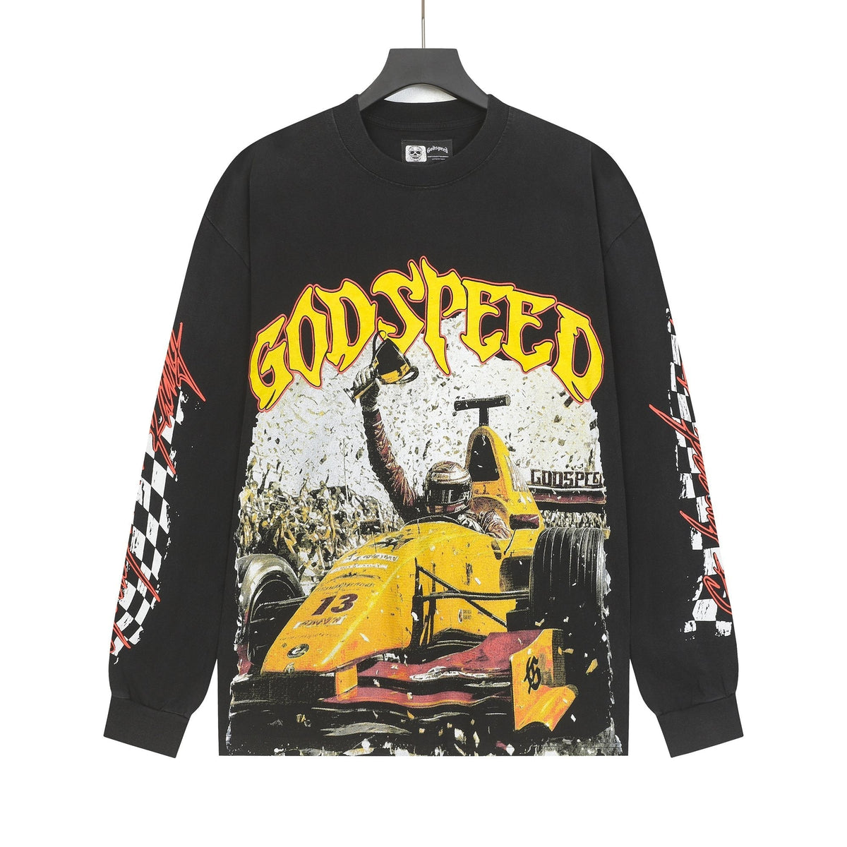 Godspeed Washed Black Racing Graphic Long-Sleeve T-Shirt ¡ª hero