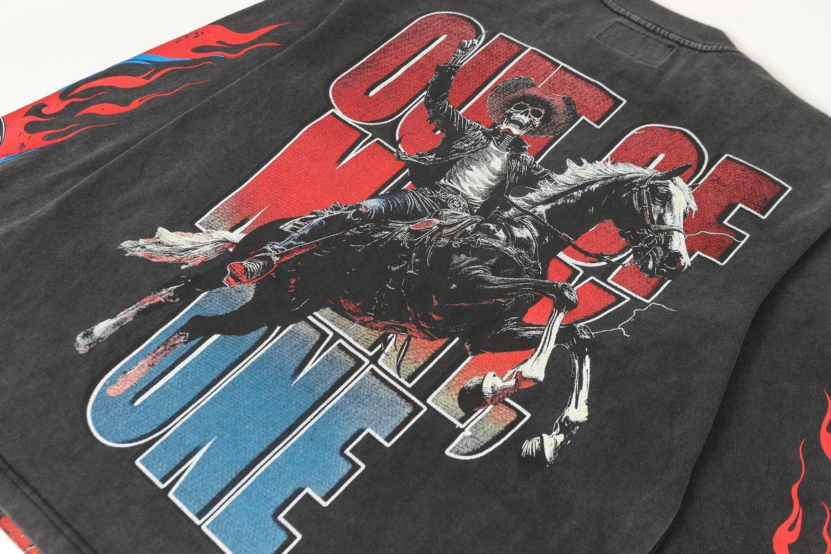 Godspeed Washed Black Cowboy Graphic Long-Sleeve T-Shirt ¡ª detail