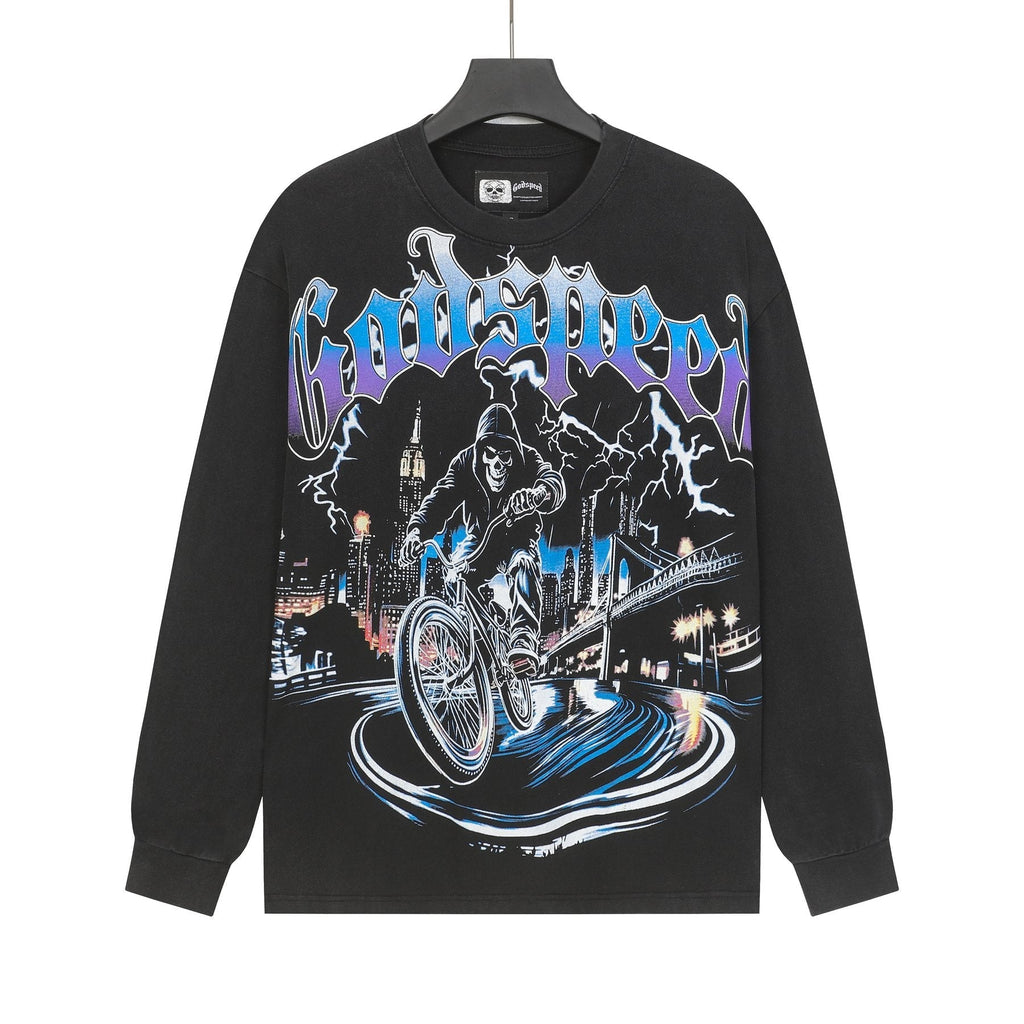 Godspeed Biker City Graphic Long-Sleeve T-Shirt ¡ª front