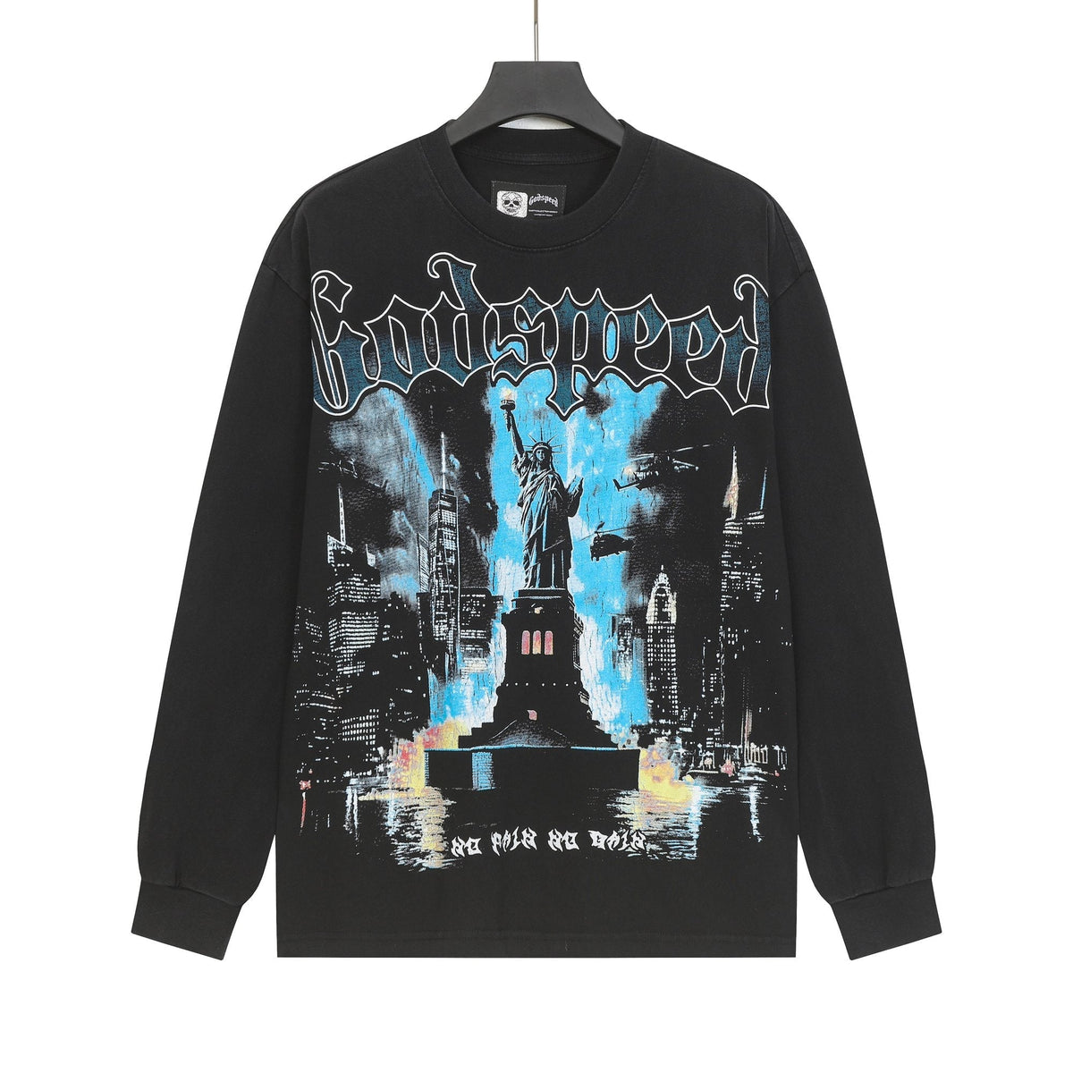 Godspeed Washed Black Rock Graphic Long-Sleeve T-Shirt ¡ª hero