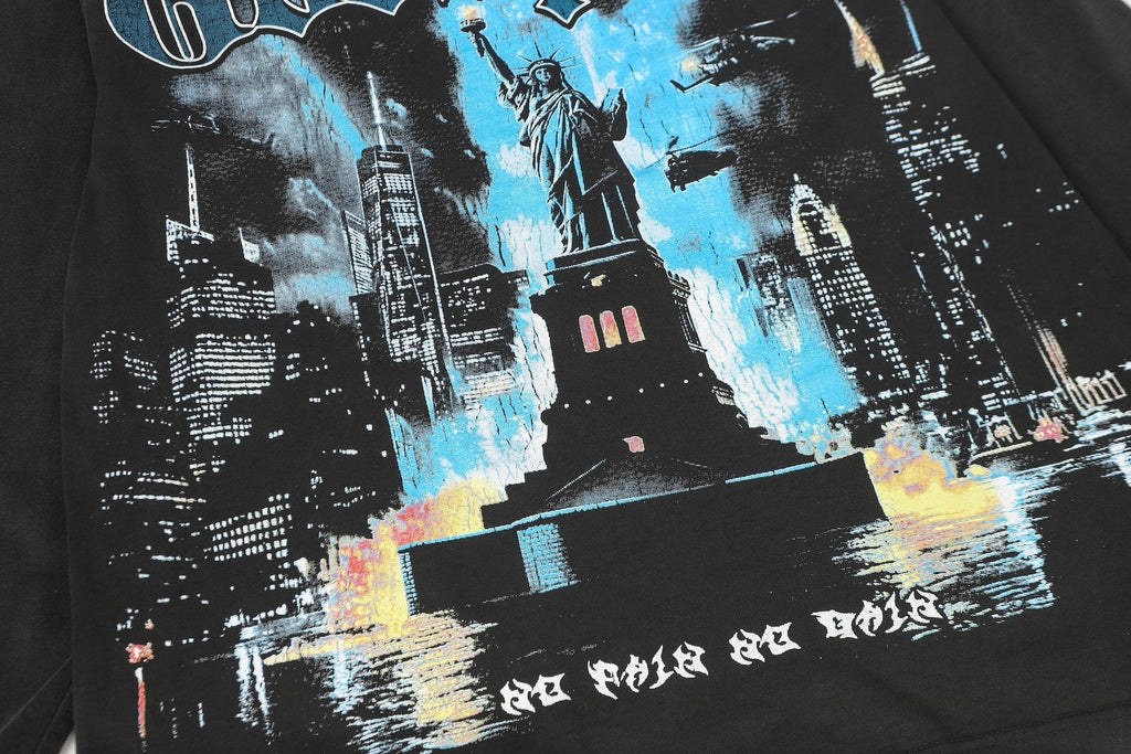 Godspeed Washed Black Rock Graphic Long-Sleeve T-Shirt ¡ª detail