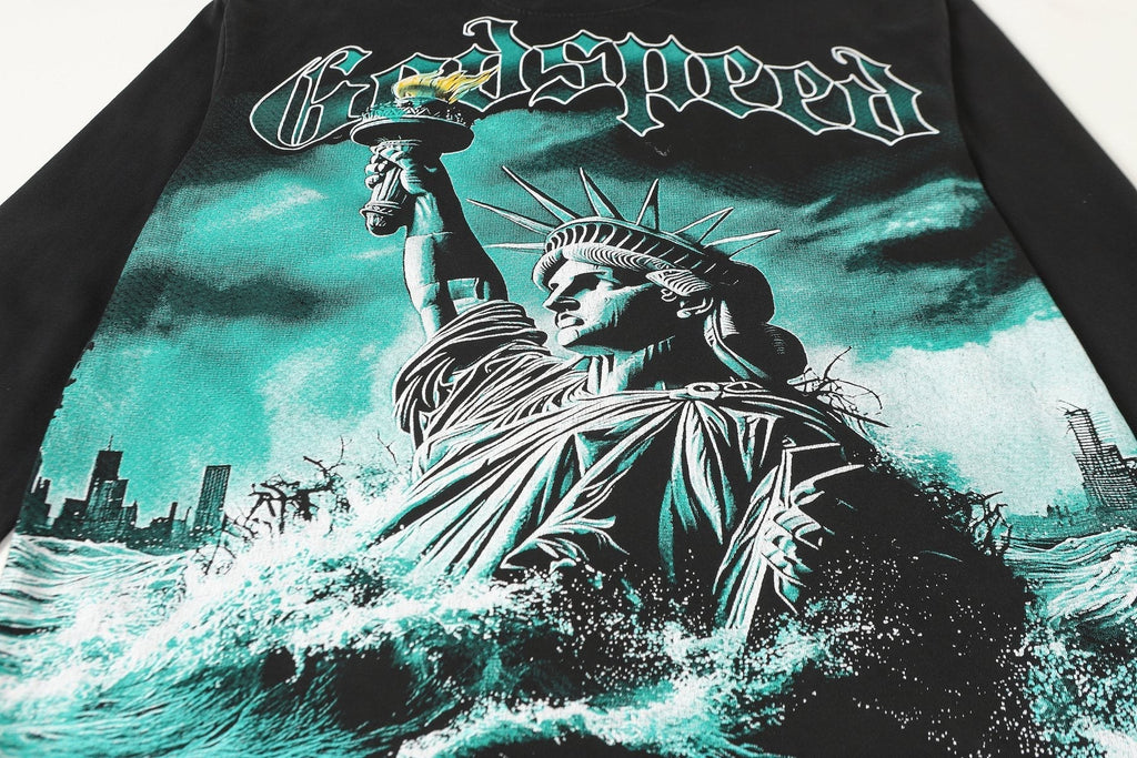 Godspeed Statue of Liberty Graphic Long-Sleeve T-Shirt ¡ª detail