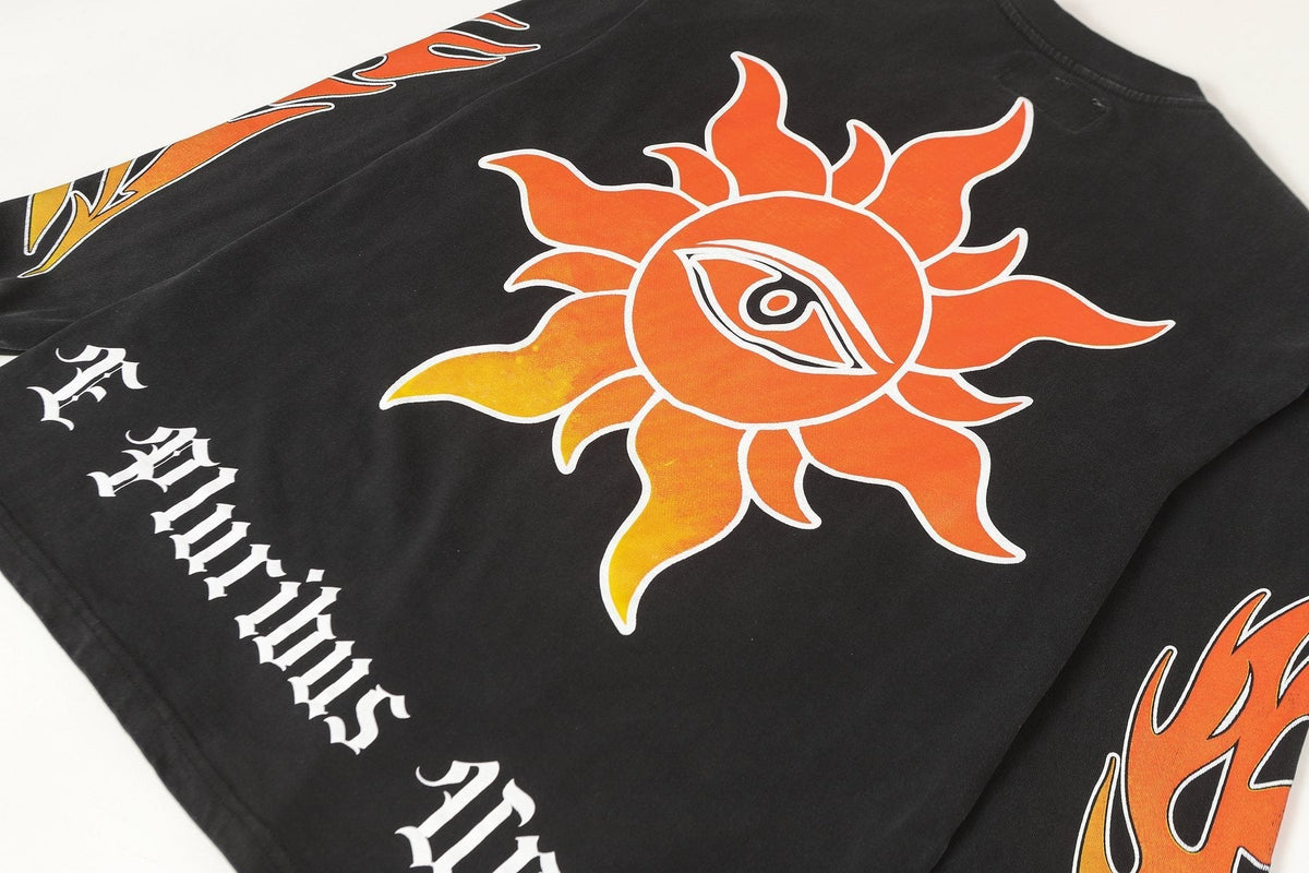 Godspeed Washed Black Flame Graphic Long-Sleeve T-Shirt ¡ª detail