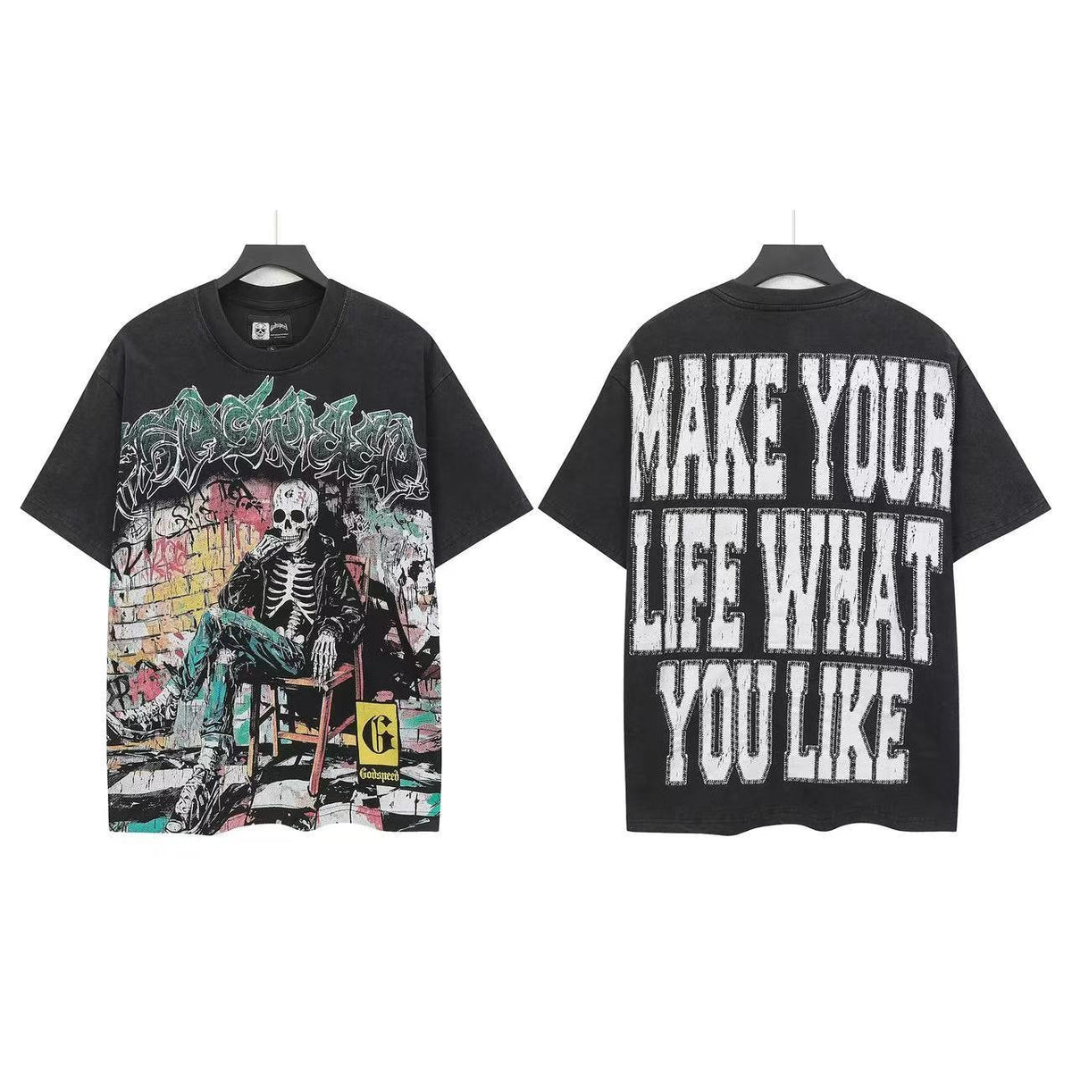 Godspeed Make Your Life Skeleton Graphic T-Shirt ¡ª front