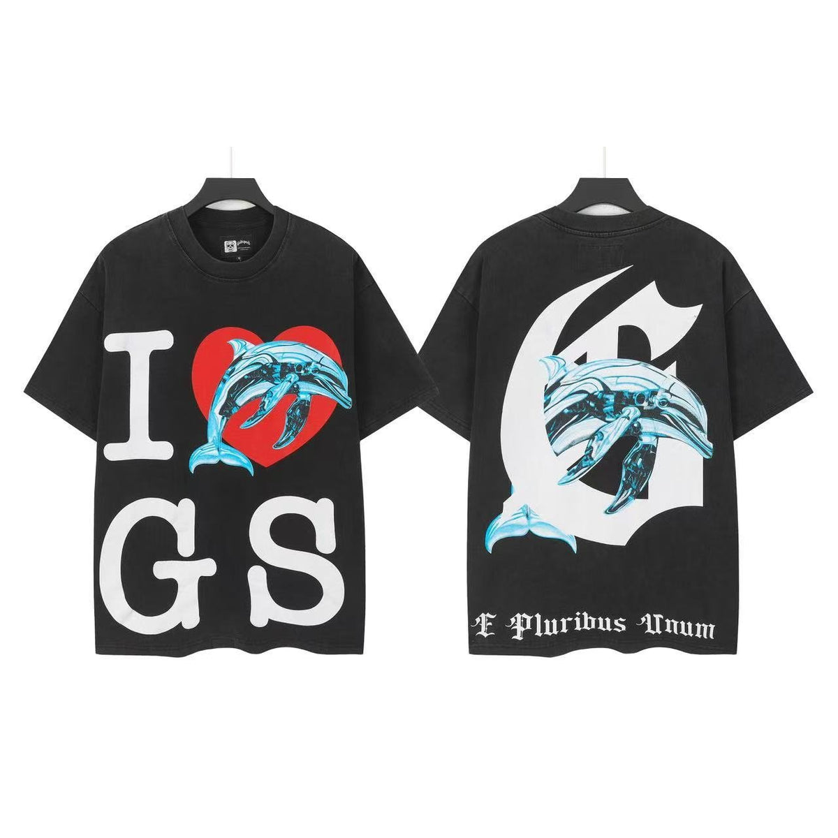 Godspeed Dolphin Heart Graphic T-Shirt ¡ª front