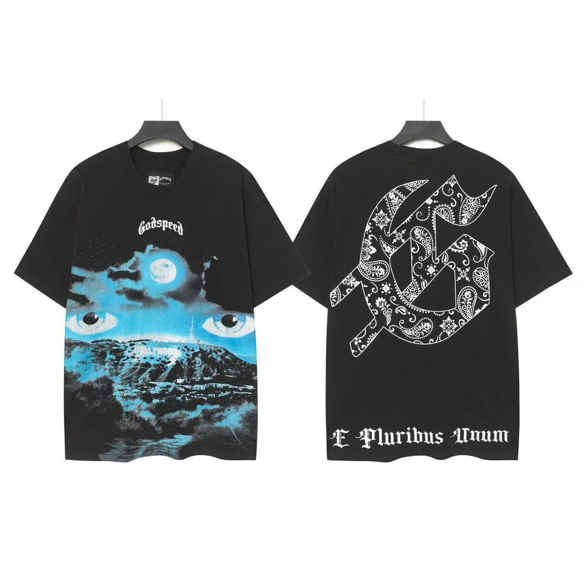 Godspeed Moon Landscape Crescent Graphic T-Shirt ¡ª front