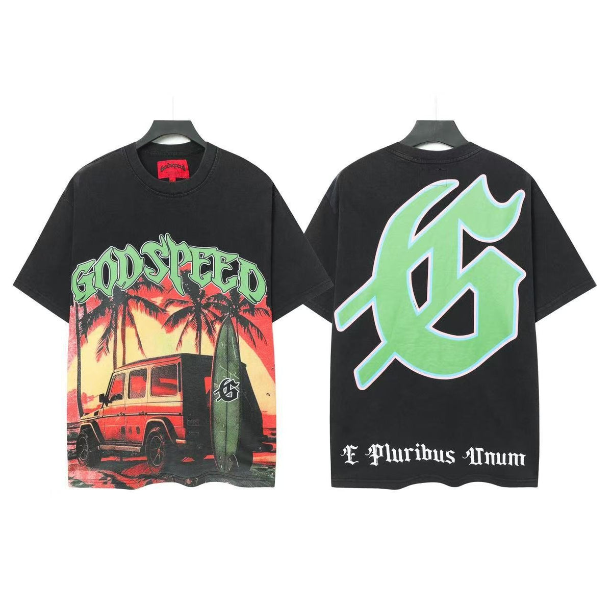 Godspeed Red Van Palm & Green G Graphic T-Shirt ¡ª front