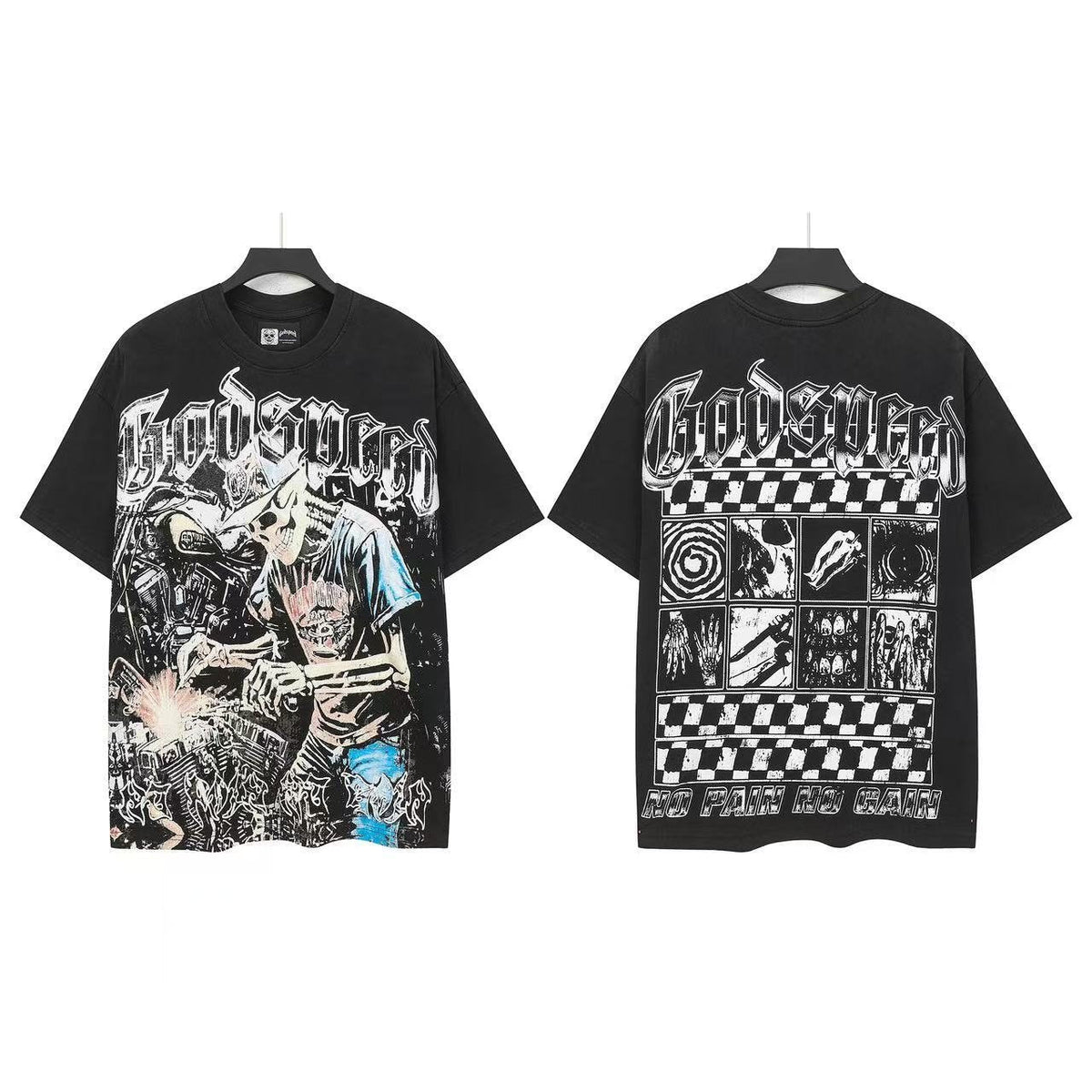 Godspeed Checker Panel Graphic T-Shirt ¡ª front