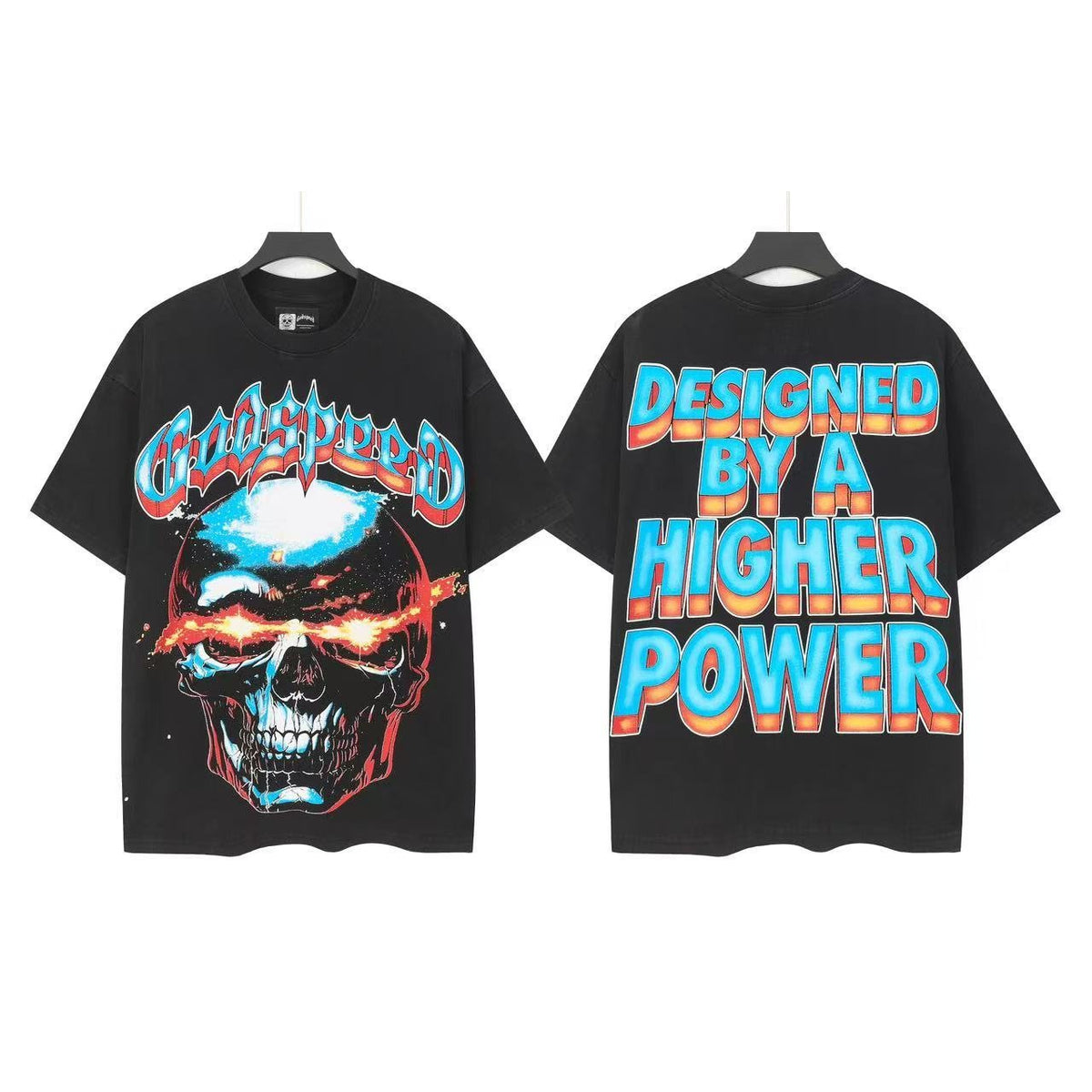 Godspeed Designed By A Higher Power Skull Graphic T-Shirt ¡ª front