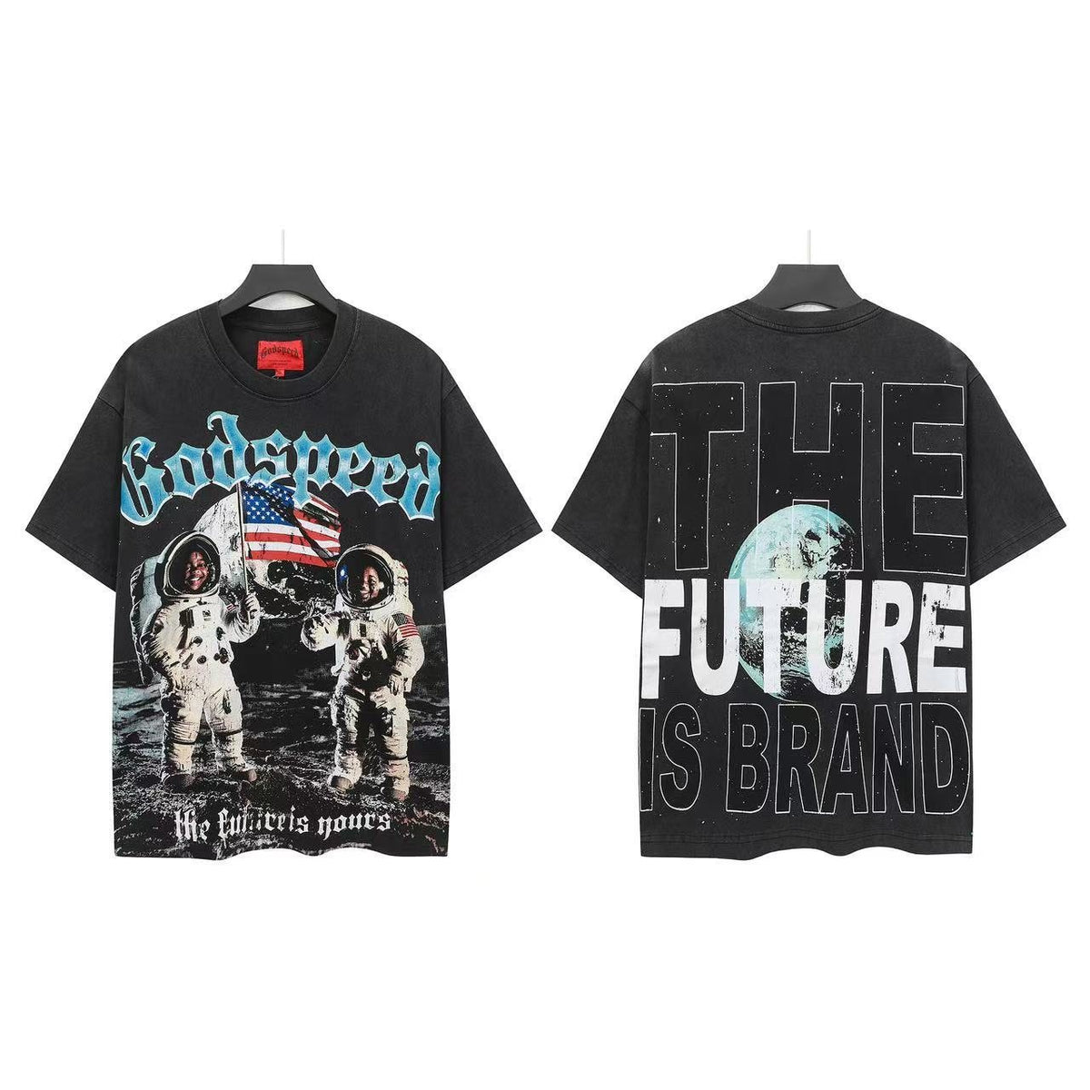 Godspeed The Future Is Brand Astronaut Graphic T-Shirt ¡ª front