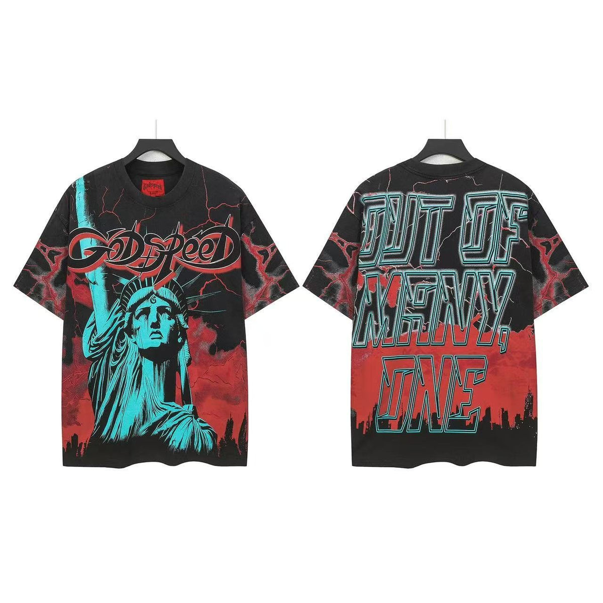 Godspeed Out Of Many One Statue of Liberty T-Shirt ¡ª front