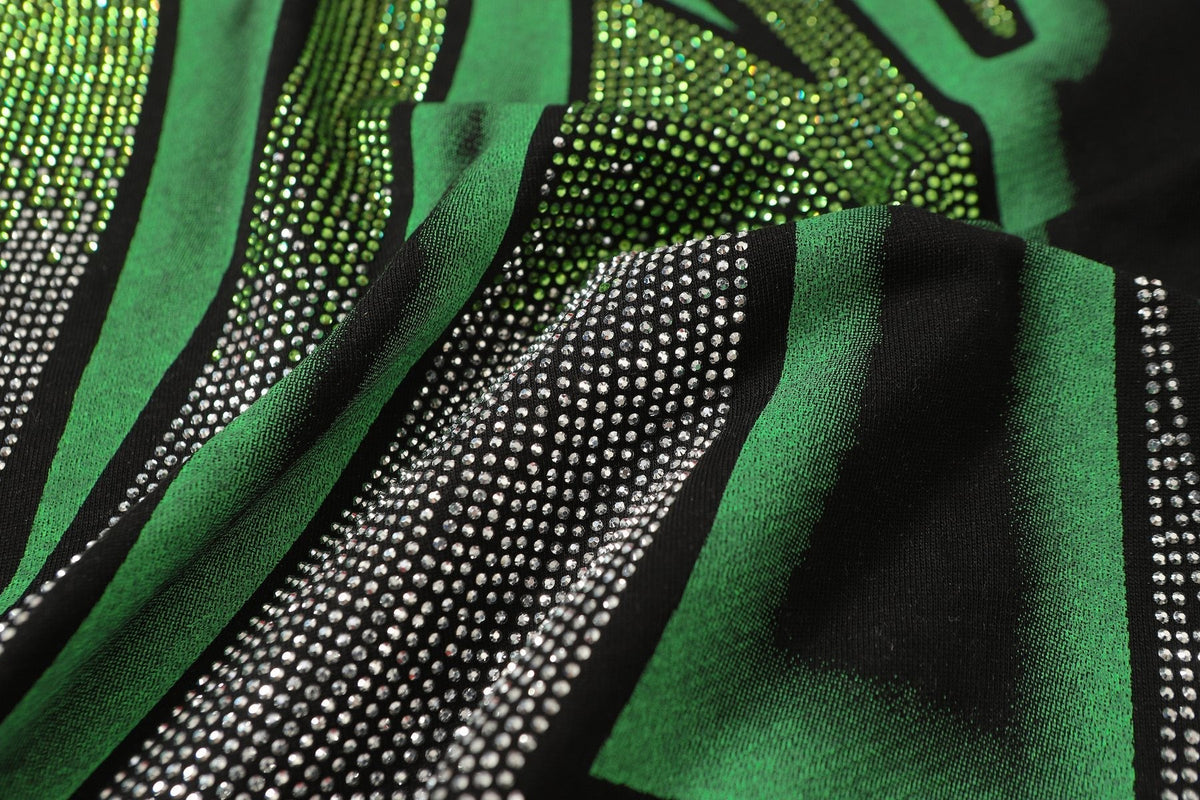 MIXED EMOTION Green Graphic Rhinestone T-Shirt ¡ª detail