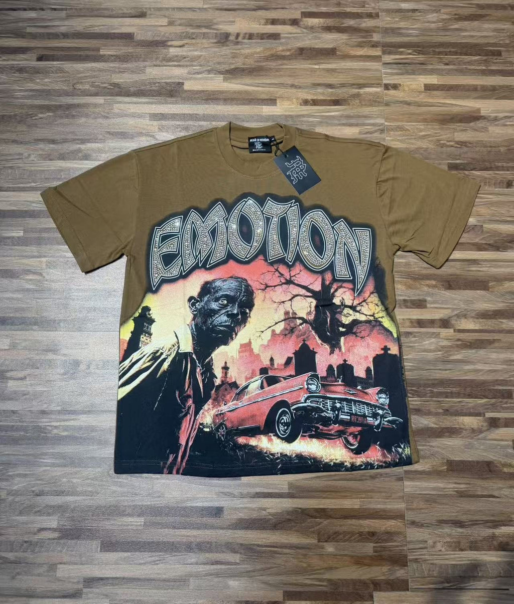 MIXED EMOTION Olive Brown Graphic T-Shirt ¡ª context