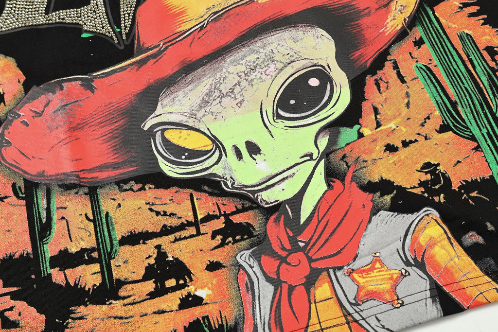 MIXED EMOTION Alien Cowboy Graphic T-Shirt ¡ª detail