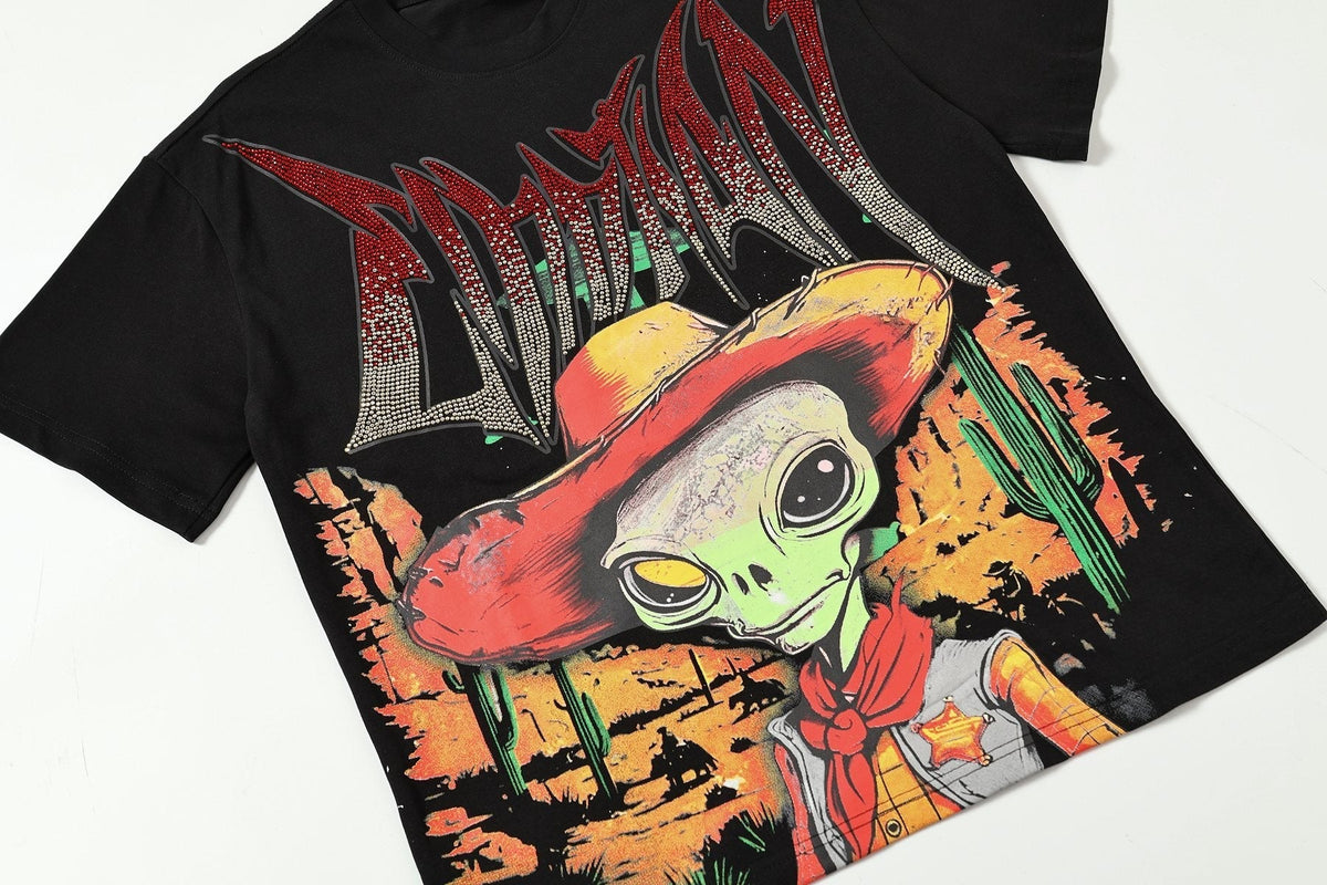 MIXED EMOTION Alien Cowboy Graphic T-Shirt ¡ª front