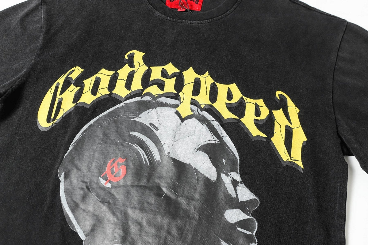 Godspeed Out of Many One Washed Black Graphic T-Shirt ¡ª detail