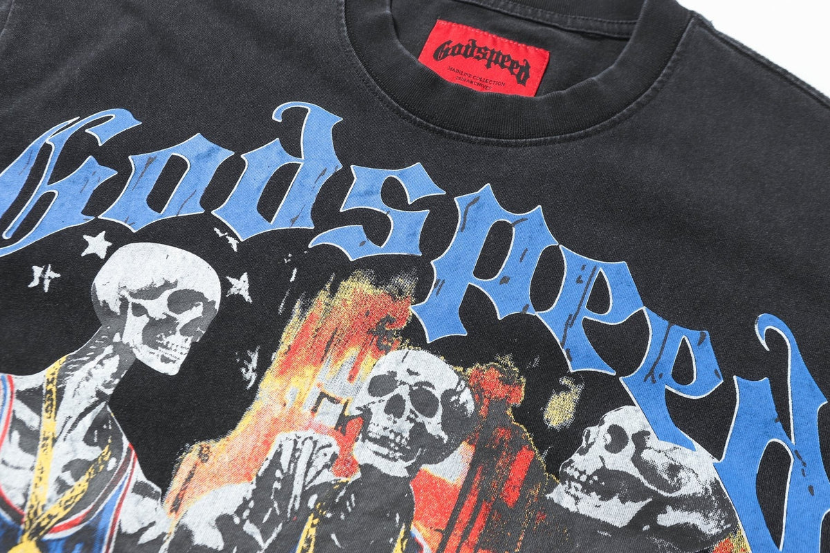 Godspeed Washed Black Rock Graphic T-Shirt ¡ª detail