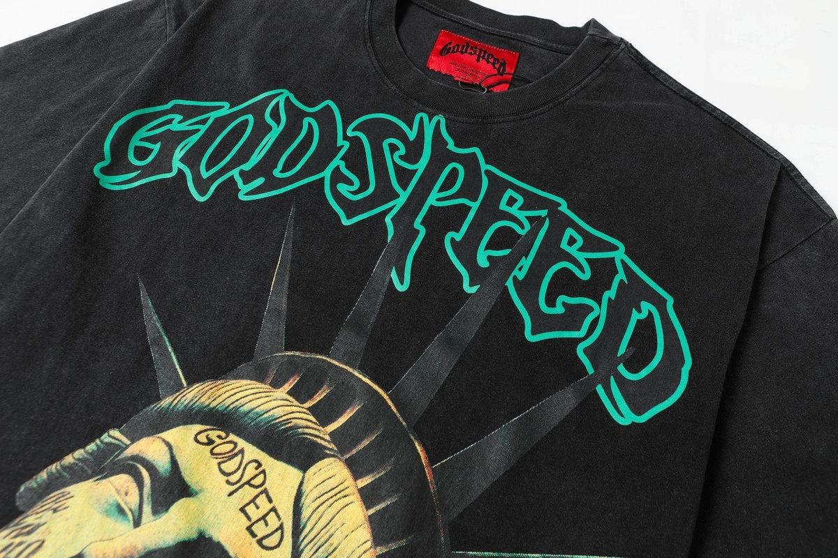 Godspeed Washed Black Rock Graphic T-Shirt ¡ª detail