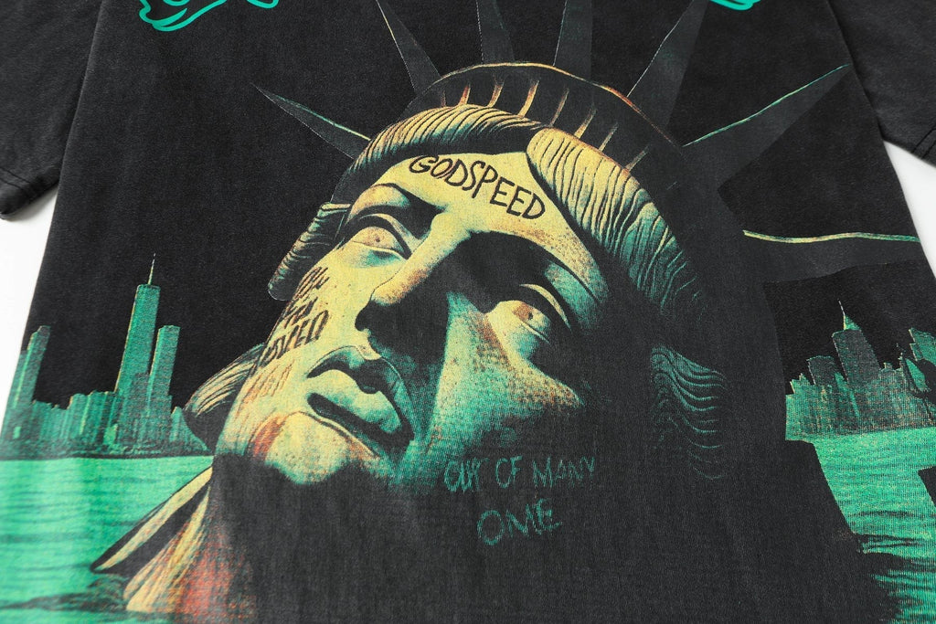 Godspeed Washed Black Rock Graphic T-Shirt ¡ª detail
