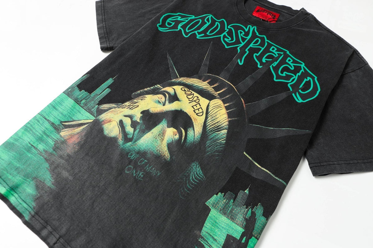 Godspeed Washed Black Rock Graphic T-Shirt ¡ª front