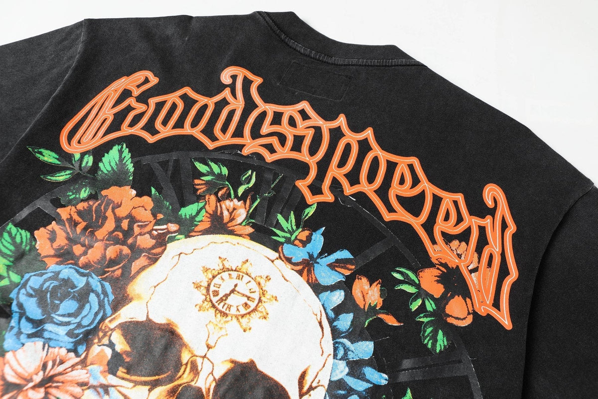 Godspeed Skull & Floral Graphic Short-Sleeve T-Shirt ¡ª detail