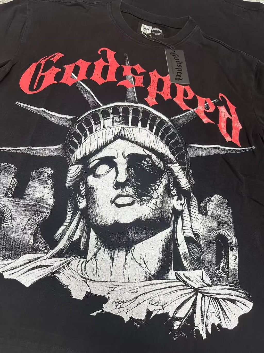 Godspeed E Pluribus Unum Statue Graphic T-Shirt ¡ª detail