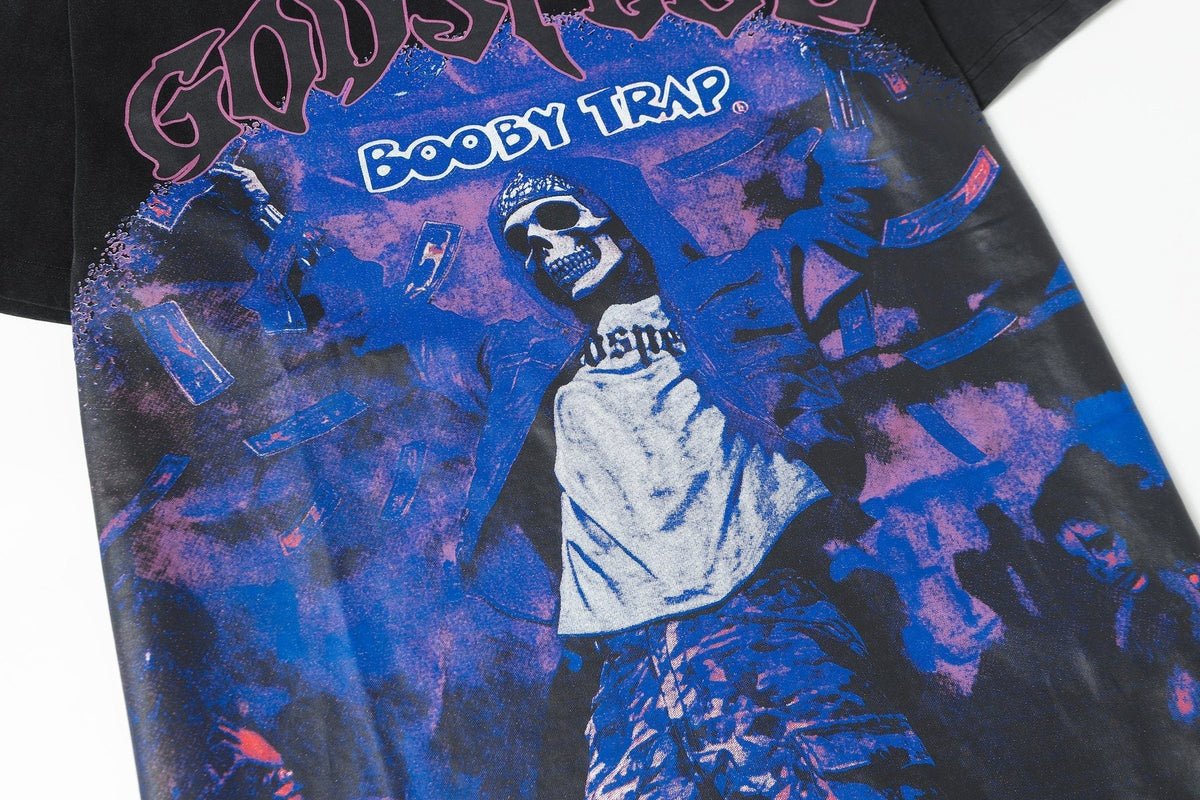 Godspeed Booby Trap Washed Black Graphic T-Shirt ¡ª detail