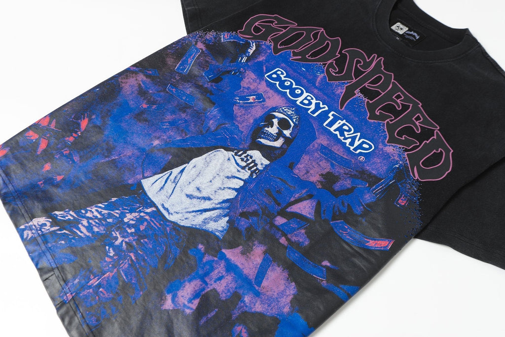 Godspeed Booby Trap Washed Black Graphic T-Shirt ¡ª detail