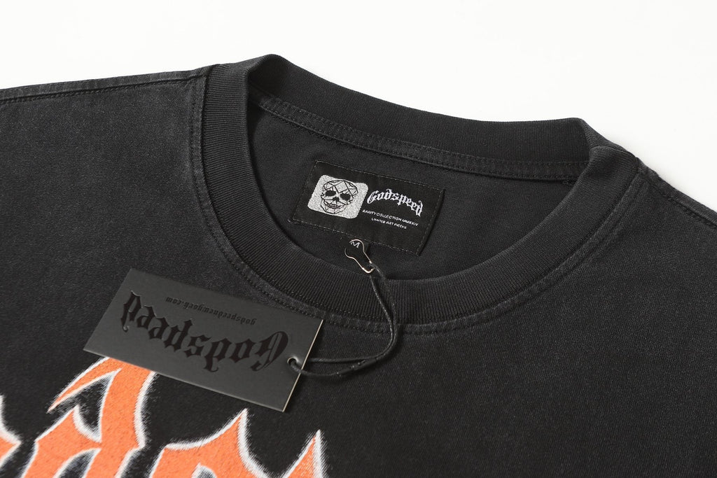 Godspeed Washed Black Racing Car Graphic T-Shirt ¡ª neck_label