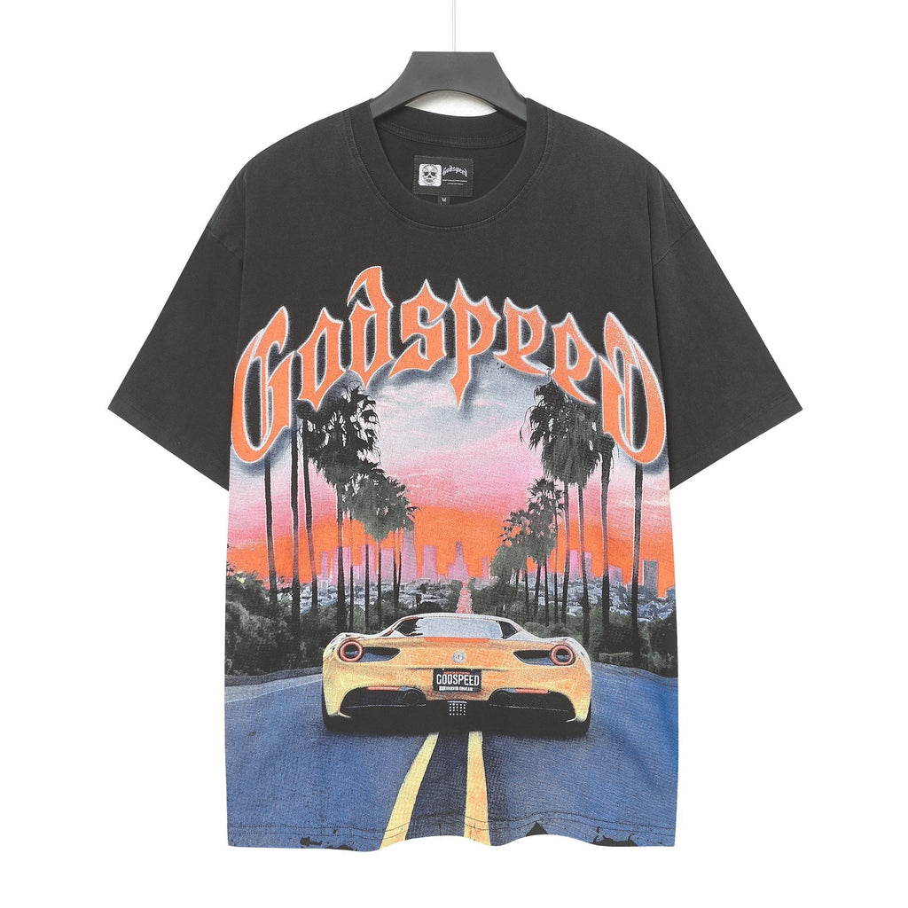 Godspeed Washed Black Racing Car Graphic T-Shirt ¡ª hero