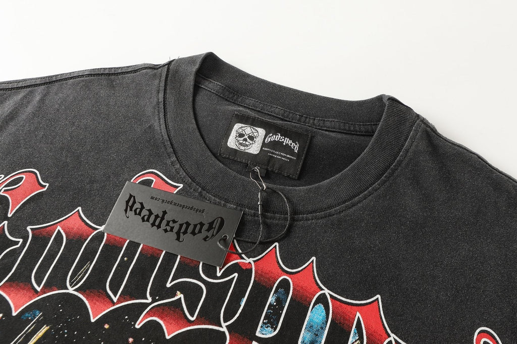 Godspeed Skull & City Back Graphic T-Shirt ¡ª hang_tag
