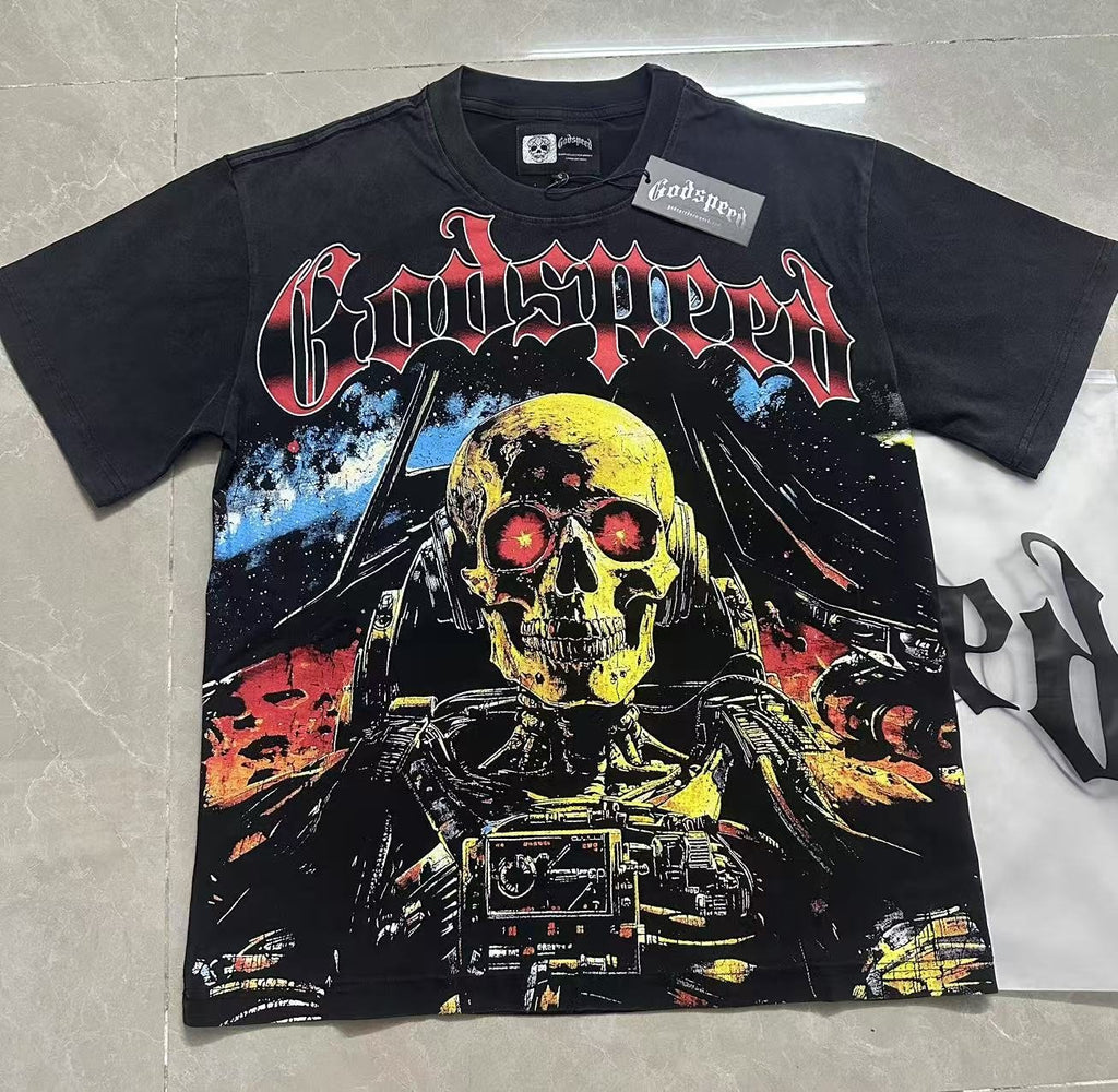 Godspeed Skull & City Back Graphic T-Shirt ¡ª context