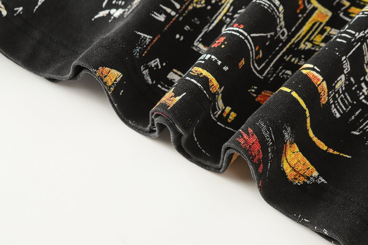 Godspeed Skull & City Back Graphic T-Shirt ¡ª fabric_closeup