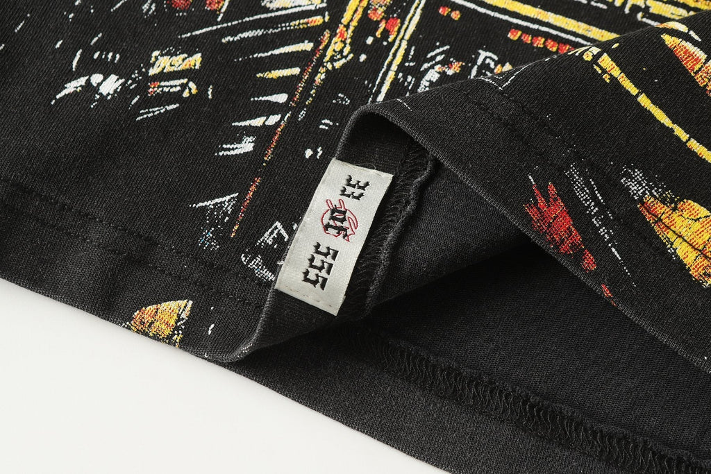 Godspeed Skull & City Back Graphic T-Shirt ¡ª fabric_closeup