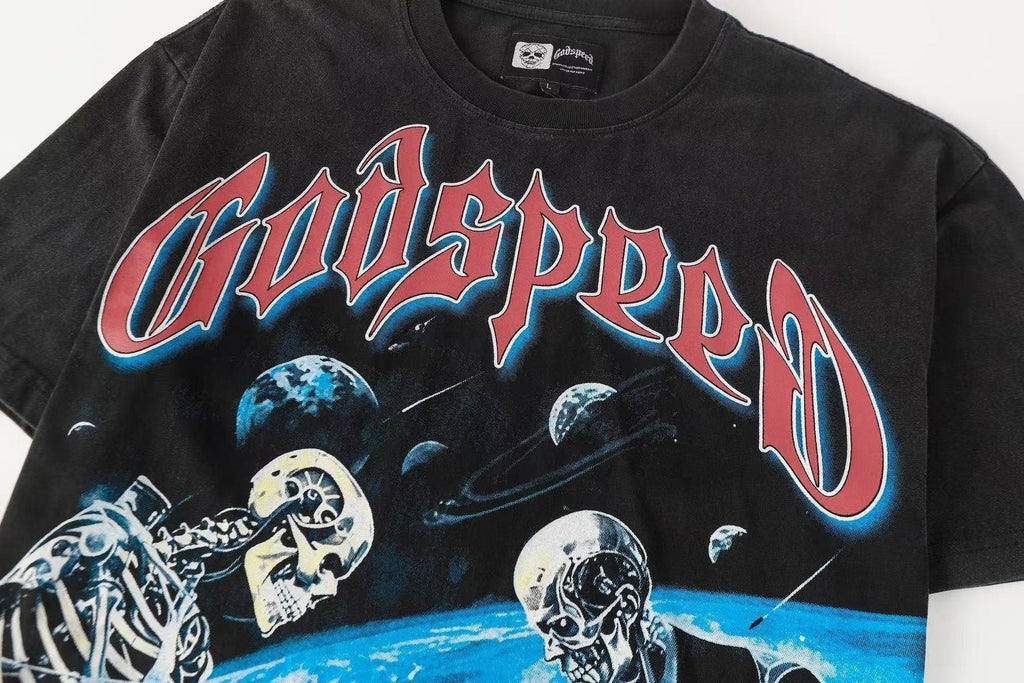 Godspeed Skeleton Chess Graphic T-Shirt ¡ª detail
